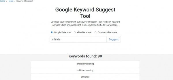 Free long tail keywords tool